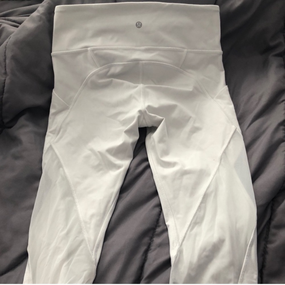 Cropped White Mesh Lululemon Leggings